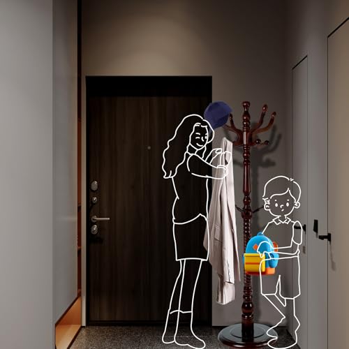 Coat Racks FreeStanding with 11 Hooks, Natural Wood Coat Rack with Solid Round Base, Adjustable Height Coat Racks, Easy Assembly for Hallway, Bedroom and Office (Walnut-Solid Round Base) - color: Walnut-Solid Round Base