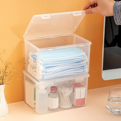 Transparent Storage Box Heavy Duty Storage Containers Large Capacity Plastic Clear Storage Container for Home Dormitory Office L (21.5x14x10cm/8.5x5.5x3.9in) (S) - size: S