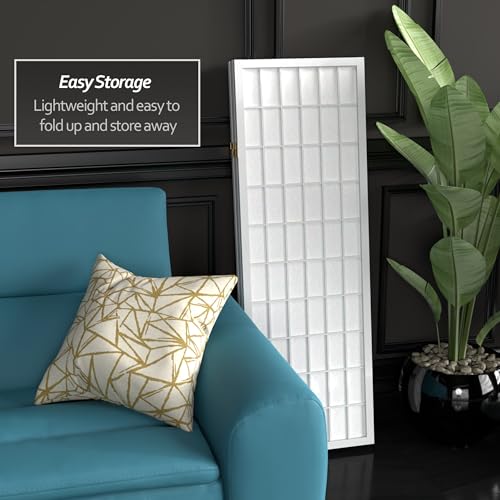 4 ft. Short Window Pane Shoji Screen - White - 4 Panels - color: White, size: 4 Panels