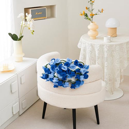 Crochet Flower Bouquet Throw Blanket, Handmade Knitted Blanket with Flowers, Cute Romantic Gift for Her Girlfriend Mom Mother’s Day Valentine Wedding Anniversary Birthday, Blue 40 Inches - color: Blue Lily of the Valley, size: 40 Inches