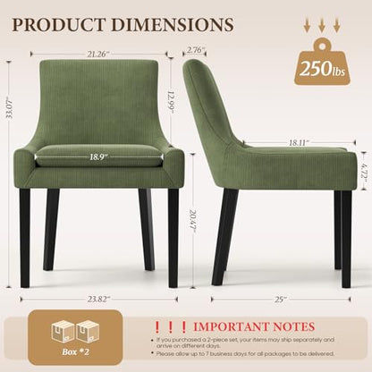 COLAMY Modern Dining Room Chairs Set of 4 with Mid Back and Wood Legs, Upholstered Kitchen Chairs for Dining Room/Living Room, Light Green - color: Light Green, size: Set of 4
