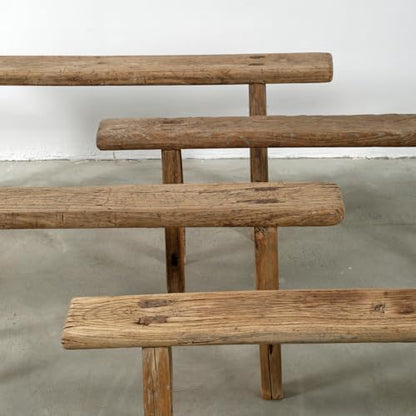 Approx. 3-3.5ft. Long Vintage Noodle Bench Weathered Natural (Size & Finish Vary) - size: 19.6H x 50W x 5.5L