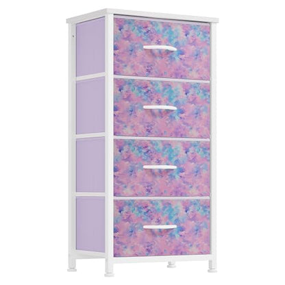 DWVO Dresser with 4 Drawers, Purple | Storage Tower Unit, Kids Dresser for Bedroom, Living Room, Closets, Sturdy Steel Frame, Wooden Top & Easy Pull Fabric Bins - color: Purple, style: 4-Drawer