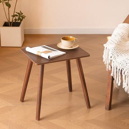 Small Side Table, Mid Century Modern End Tables Living Room, Wood Accent Bed Side Table with Solid Wood for Bedroom, Office, Small Spaces, Walnut Brown - color: Walnut Brown