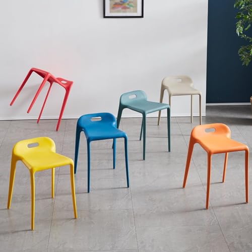 Plastic Stools - Nesting Stool -Stackable Modern Dining Chair 46cm Seat Height,Open Back,Save Space,Nordic Style（Set of 1）(Blue) - color: Blue