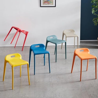 Plastic Stools - Nesting Stool -Stackable Modern Dining Chair 46cm Seat Height,Open Back,Save Space,Nordic Style（Set of 1）(Black) - color: Black