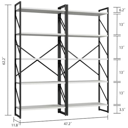 Shintenchi 2-Tier Bookshelf: Tall Industrial Bookcase for Living Room/Home/Office, Modern Book Holder with Storage Rack Shelves - White - color: 2pcs/White
