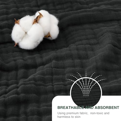 Love's cabin 100% Cotton Muslin Blanket, 6 Layer Lightweight Breathable Gauze King Size Blanket 108 x 90 Inches, Soft Summer Blanket for Bed, Black - color: Black, size: King(108"x90")