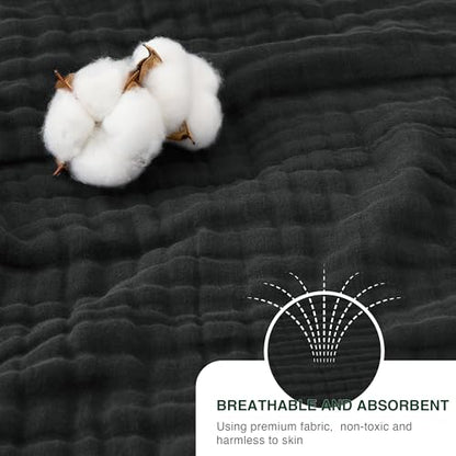 Love's cabin 100% Cotton Muslin Blanket, 6 Layer Lightweight Breathable Gauze King Size Blanket 108 x 90 Inches, Soft Summer Blanket for Bed, Black - color: Black, size: King(108"x90")