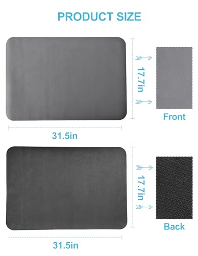 Dish Drying Mat for Kitchen Counter, 17x31.5 Pad with Rubber Backed (Grey) | Hide Stain Anti Absorbent for Kitchen Counter, Non-slip Drying Mat for Coffee Machine Dish Rack - size: 17" x 31.5"