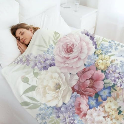 White Pink Purple Flower Fuzzy Throw Blanket Ultra Soft Sofa Blanket for Wife Girls Blankets New Apartment Gifts House Essentials for Bedroom Living Rooms Couch Sofa Bed 40X50 Inch - size: 40 × 50 inch