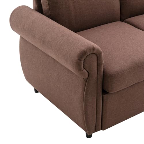 Brown 57.5" Pull Out Sofa Bed Loveseat Sleeper with Twin Size Memory Mattress for Living Room Spaces