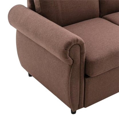 Brown 57.5" Pull Out Sofa Bed Loveseat Sleeper with Twin Size Memory Mattress for Living Room Spaces