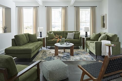 Signature Design by Ashley Bixler Loveseat Sofa, Green Small Couch | Fully assembled, 57 in W small couch, Olive green chenille upholstery, Anti-sag platform foundation - color: Green