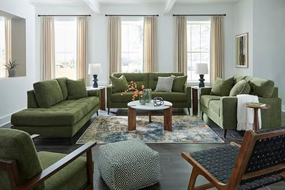 Signature Design by Ashley Bixler Loveseat Sofa, Green Small Couch | Fully assembled, 57 in W small couch, Olive green chenille upholstery, Anti-sag platform foundation - color: Green