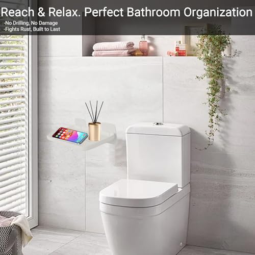 FAYYGYH 2 Pack Adhesive Floating Shelves, No Drill Small Floating Shelf | Wall Storage Damage-Free Wall Mounted Organizer for Bathroom, Kitchen, Bedroom & Office (White) - color: White