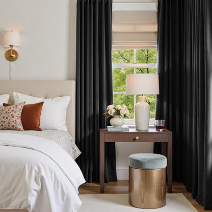 Blackout Black Velvet Curtains Rod Pocket 42×84 Inch 2 Panels | Soft Velvet, For Bedroom & Living Space, Light Shifting Texture, Elegant Drape, Classic - color: R | Black, size: 42"W x 84"L (Pack of 2)