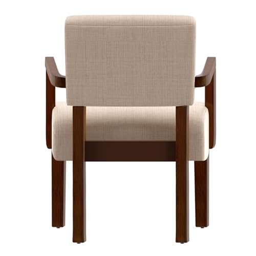 Accent Chair, Armchair with Solid Wood Frame and Legs, Beige | Upholstered Living Room Chair, Comfy Reading Chair for Bedroom, Waiting Room, Home Office, Easy Assembly - color: Linen Beige, size: One Chair