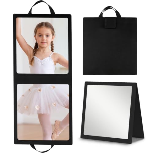 Portable Foldable Hanging Dance Mirror, Travel Acrylic Full Length, Black | Fabuday Folding Body Mirror for Dress Camping Dance Competition Gifts for Kids Girls Compact Full Mirror - color: Black