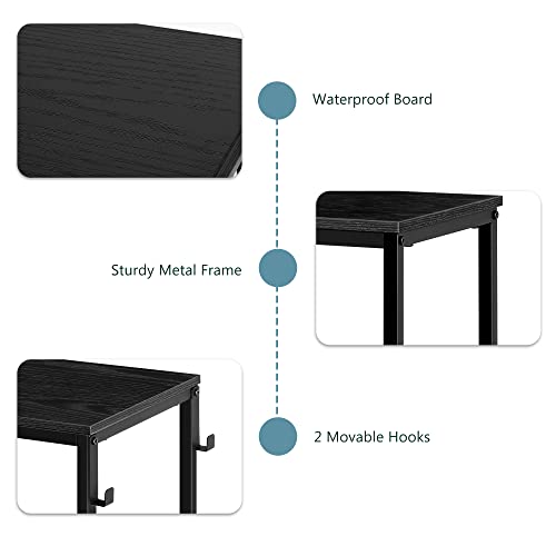 Narrow Console Table Small Entryway Table, for Small Spaces, Black | Narrow Hallway Table, 31.5" Thin Sofa Table, for Bedroom, Living Room, Multifunctional Accent Table, with 2 Hooks - color: Black