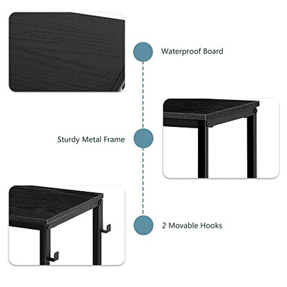 Narrow Console Table Small Entryway Table, for Small Spaces, Black | Narrow Hallway Table, 31.5" Thin Sofa Table, for Bedroom, Living Room, Multifunctional Accent Table, with 2 Hooks - color: Black