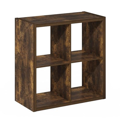 4-Cube Bookshelf, Cubicle Shelf Bookcase with Open Back, Position Reversible Book Shelf, 15 x 30 x 30, for Home Office, Living Room, Amber Pine - color: Amber Pine, size: 4 Cube