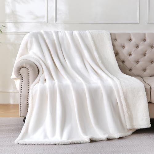 Gracelife Sherpa Fleece Throw Blanket for Couch, Super Soft Cozy Warm Thick Solid Blanket for Bed, Plush Fluffy Blanket for Winter, for Men Women, White, Twin (60" x 80") - color: White, size: Twin (60" x 80")