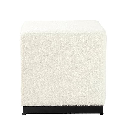 HomePop 16" Cube Ottoman - Cream Boucle - color: Cream Boucle