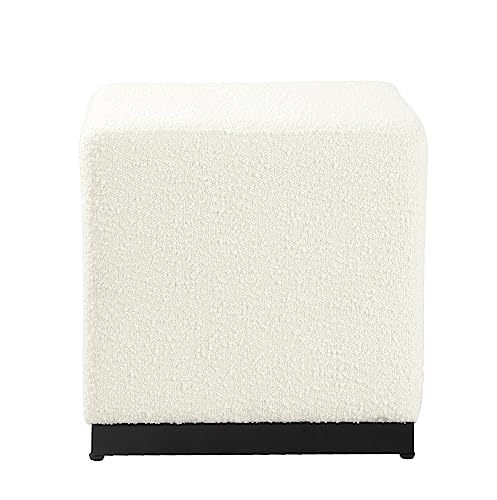 HomePop 16" Cube Ottoman - Cream Boucle - color: Cream Boucle