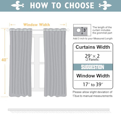 ChrisDowa Blackout Curtains for Bedroom and Living Room 40 Inches Long | 2 Panels Set, Thermal Insulated, Light Blocking, Room Darkening, Grommet, Window Drapes, Light Grey, 29 x 40 Inch - color: Light Grey, size: 29"W x 40"L (Pack of 2)