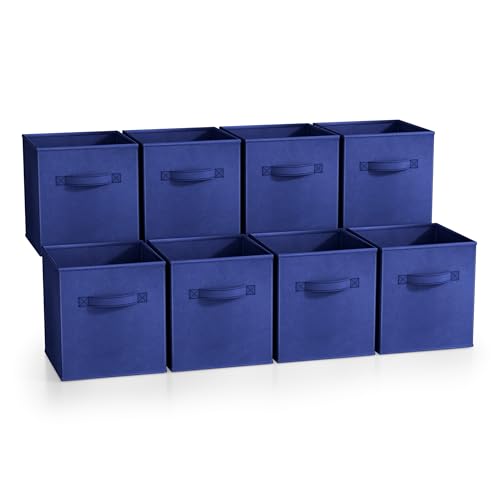 Sorbus Fabric Storage Cubes - 8 Foldable Storage Bins for Organizing Pantry, Cubbies, Toy Box - Clothes Storage & Closet Organizer - 11 Inch Collapsible Cube Baskets for Shelves with Handle - color: Royal Blue 8 Pack, size: 11 Inch