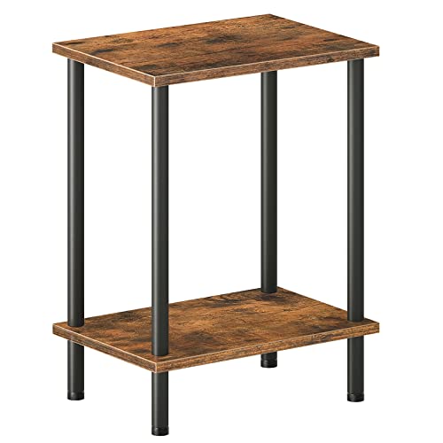 HOOBRO End Table, Small Side Table, Nightstand with 2-Layer Storage Shelves, Sofa Table for Small Spaces, Living Room, Bedroom, Stable Frame, Easy Assembly, Rustic Brown BF09BZ01 - color: Rustic Brown + Black