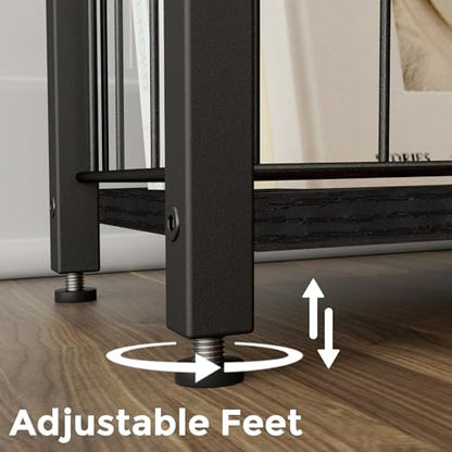 Homleke Narrow Side Table with Magazine Holder, Skinny End Table | Space-Saving Design, Small Spaces, Storage Shelf, Metal Frame, Easy Assembly, 7.1" D x 16.9" W x 23.6" H, Black - color: Black - Standard