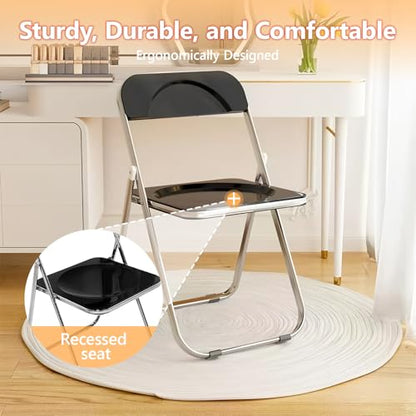 JPBSTO 6 Pack Black Plastic Folding Chairs - Banquet Bundle Stackable for Wedding Table, Event Seating, Hotel Ballroom (300lb Capacity) - color: Black, size: 6-Pack
