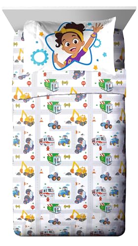 Jay Franco Blippi & Meekah Trucks Full Comforter Set - 7 Piece Blue Bedding Sheet Set & Pillow Covers - Super Soft Microfiber Bed Set | Bed in a Bag, Comforter Sheets Shams Pillowcases, Official Product, Soft Microfiber, Machine Washable, Kids Gift - colo