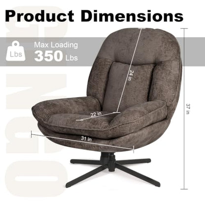 GINGO 24" High Back Swivel Accent Chair Set of 2 for Living Room, Brown | Large Accent Chair, Comfy Reading Chair Oversized, Slightly Rocking Upholstered Armchair, Ergonomic Fabric Modern Chair - color: Brown