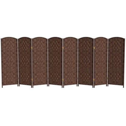 Red Lantern 4 ft. Short Diamond Weave Fiber Folding Screen - Dark Mocha - 8 Panel - color: Dark Mocha, size: 8 Panel