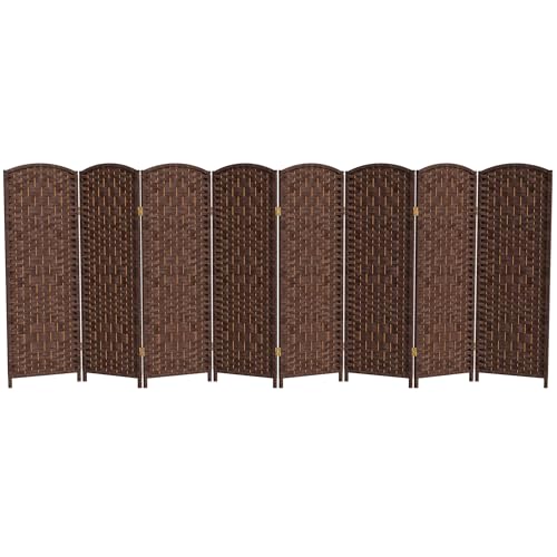 Red Lantern 4 ft. Short Diamond Weave Fiber Folding Screen - Dark Mocha - 8 Panel - color: Dark Mocha, size: 8 Panel