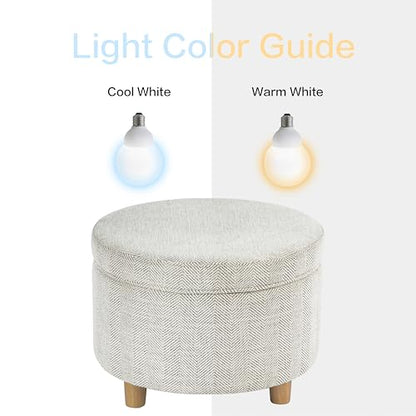 HomePop 24" Large Round Storage Ottoman - Cream Chevron Woven - color: Cream Chevron Woven