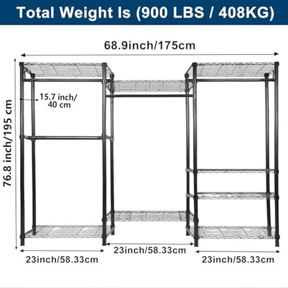 Whitmor Modern Industrial Wardrobe - color: 69 x 16 x 76 inch