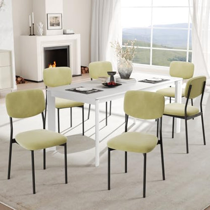 Einhomn Upholstered Dining Chairs Set, Modern Stackable Dining Room Chairs with Soft Velvet Backrest, Kitchen Chairs with Sturdy Metal Legs for Living Room, Restaurant, Set of 2,Light Green - color: Light Green