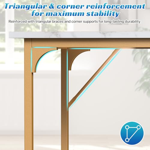 47 inch Computer Desk Modern Writing Desk, Simple Study Table, Industrial Office Desk, Sturdy Laptop Table for Home Office - color: Gold, size: 47 inch