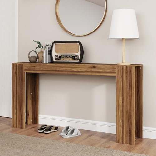 Spaco 63'' Narrow Long Console Table,Farmhouse Entryway Table Sofa Table with Storage,Wood Behind Couch Table for Living Room, Hallway,Foyer - color: Walnut (63'')