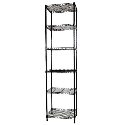 SUNLPH 6-Tier Wire Shelving Adjustable Shelves Unit Metal Storage Rack for Laundry Bathroom Kitchen Pantry Closet Organization (Black, 16.6" L x 11.4" W x 64.6" H)