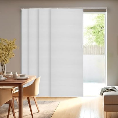 CHICOLOGY Panel Track Blinds, Jersey White, 86"x96", Cordless, Divider | 4 Fabric Panels, Fits 46–86″ Wide, Wall/Ceiling Mount, Room Divider Ready, Height Trimmable, Child & Pet Safe - color: Skyrise White