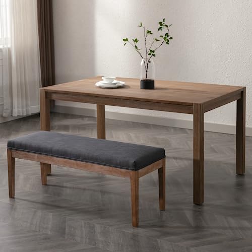 Linen Dining Bench Upholstered Entryway Bench Farmhouse Shoe Bench Seat Ottoman for Hallway Living Room Bedroom End of Bed Dining Room Kitchen, 45.5" Long, Charcoal - color: Linen, Charcoal