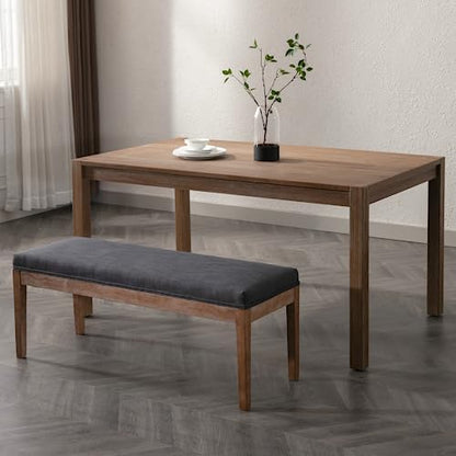 Linen Dining Bench Upholstered Entryway Bench Farmhouse Shoe Bench Seat Ottoman for Hallway Living Room Bedroom End of Bed Dining Room Kitchen, 45.5" Long, Charcoal - color: Linen, Charcoal