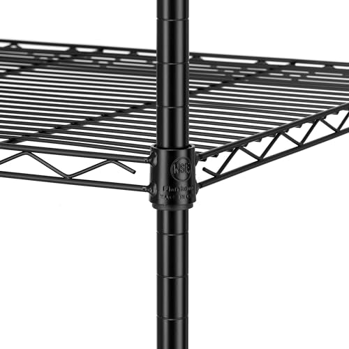 Finnhomy Heavy Duty 5 Tier Wire Shelving Unit, 18x18x59-inches 5 Shelves Storage Rack, Metal Shelving with Thicken Steel Tube, NSF Certified, Black - size: 59"H-Black