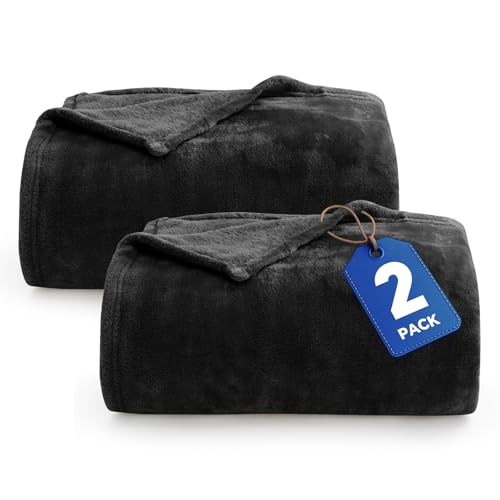 BEDELITE King Size Blanket for Bed, Luxury Plush Cozy Fuzzy Fleece Blanket 108x90 inches, Super Soft Warm Big Lightweight Throw Blanket All Seasons Suitable, Black (Pack of 2) - color: Black, size: King(108"x90") (Pack of 2)