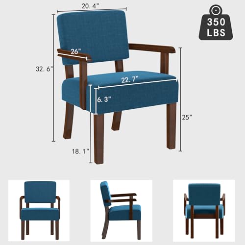 Accent Chair with Solid Wood Frame,Arm Chairs with Soft Seat | Upholstered Reading Leisure Chair for Living Room,Bedroom,Office,Waiting Room, Blue - color: Blue, size: Chair
